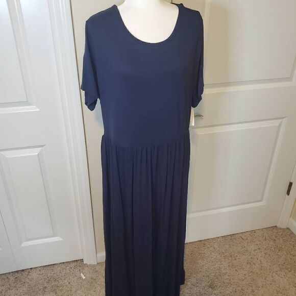 NWT Amazon Navy Blue Stretchy Maxi Dress 2X - Picture 7 of 10